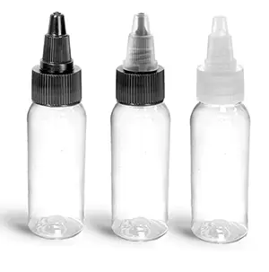 Clear PET Squeezable Cosmo Round Bottles w/ Twist Top Caps