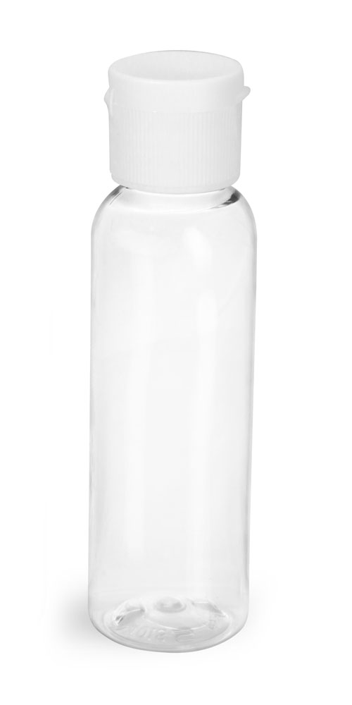 2 oz w/ White Cap Clear PET Cosmo Rounds w/ White Ribbed Snap Caps