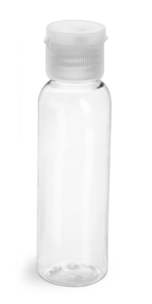 2 oz w/ Natural Cap Clear PET Cosmo Rounds w/ Natural Ribbed Snap Caps