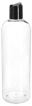 Clear PET Cosmo Round Bottles w/ Smooth Disc Top Caps