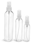 Clear PET Cosmo Round Bottles w/ Natural Fine Mist Sprayers