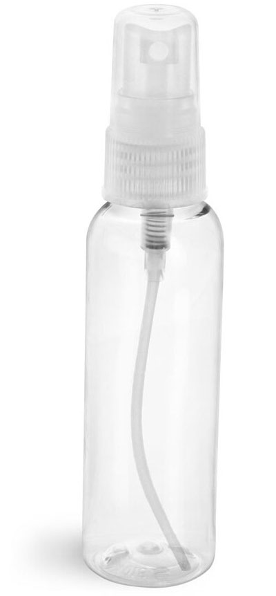 Original 2 oz Clear PET Cosmo Rounds w/ Natural Fine Mist Sprayers