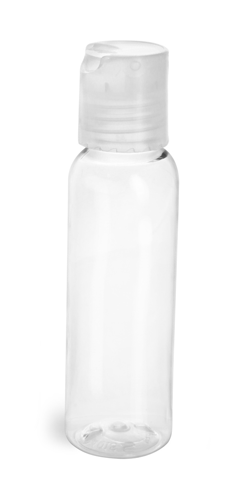 2 oz Clear PET Cosmo Rounds w/ Natural Disc Top Caps