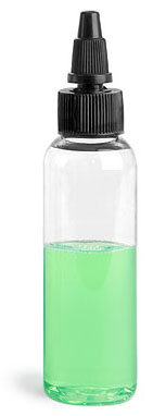 2 oz Clear PET Cosmo Rounds w/ Black Twist Top Caps