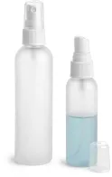 PET Frosted Cosmo Round Bottles w/ White Fine Mist Sprayers