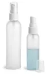 PET Plastic Bottles, Frosted Cosmo Round Bottles w/ White Fine Mist Sprayers