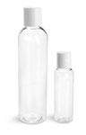 Clear PET Cosmo Round Bottles w/ White Induction Lined Disc Top Caps