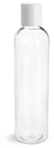 PET Clear Cosmo Round Bottles w/ White Induction Lined Disc Top Caps