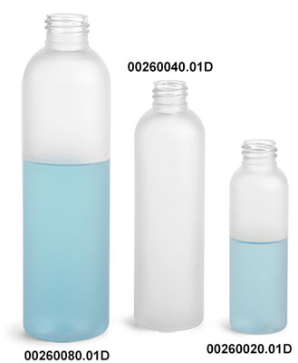 Plastic Bottles, Frosted PET Cosmo Rounds (Bulk), Caps NOT Included