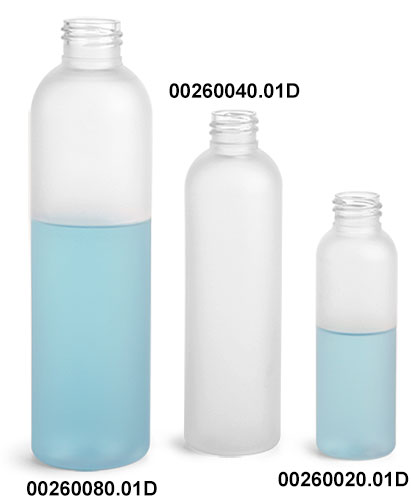 Plastic Bottles, Frosted PET Cosmo Rounds (Bulk), Caps NOT Included