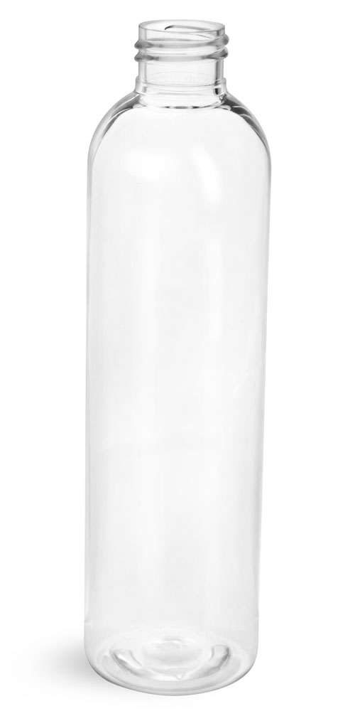 8 oz Clear PET Cosmo Round Bottles (Bulk), Caps NOT Included