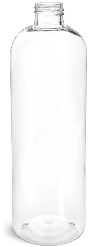 16 oz Clear PET Cosmo Round Bottles (Bulk), Caps NOT Included