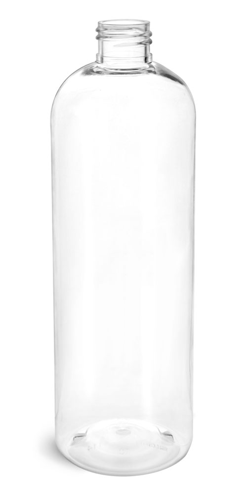 16 oz Clear PET Cosmo Round Bottles (Bulk), Caps NOT Included