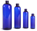 Blue PET Cosmo Round Bottles (Bulk), Caps NOT Included