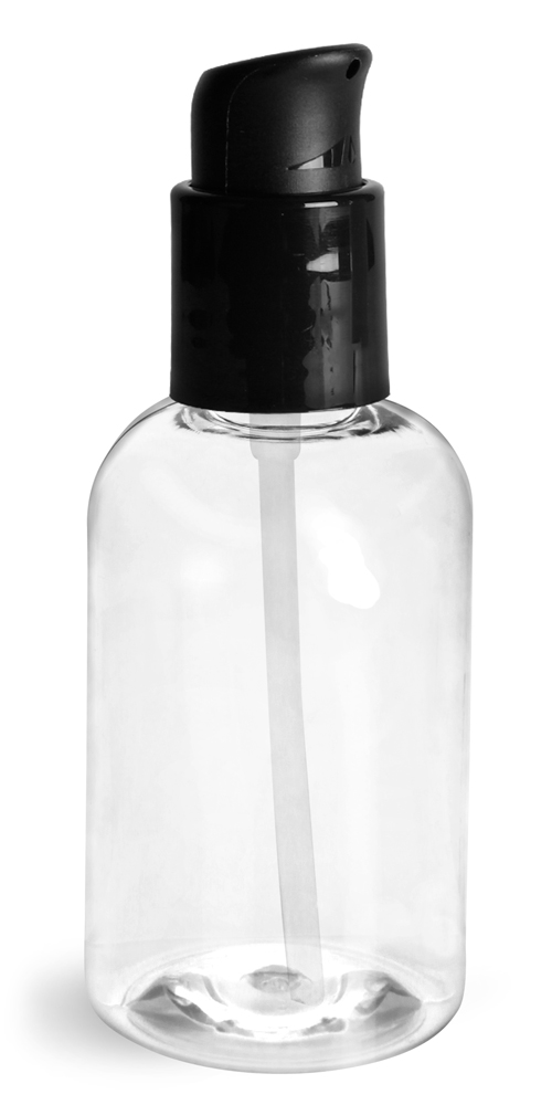 Download Sks Bottle Packaging 4 Oz Clear Pet Boston Round Bottles With Black Treatment Pumps