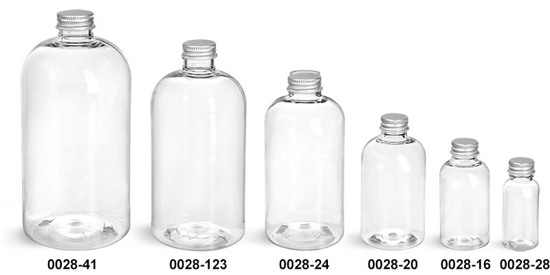 SKS Bottle & Packaging - Plastic Bottles, Clear PET Boston Round