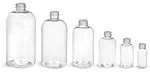 PET Plastic Bottles, Clear Boston Round Bottles w/ Lined Aluminum Caps