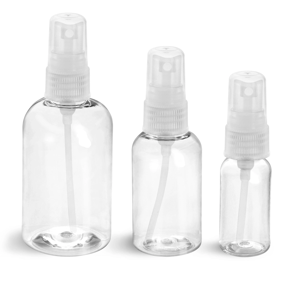 PET  Clear Boston Round Bottles w/ Natural Fine Mist Sprayers