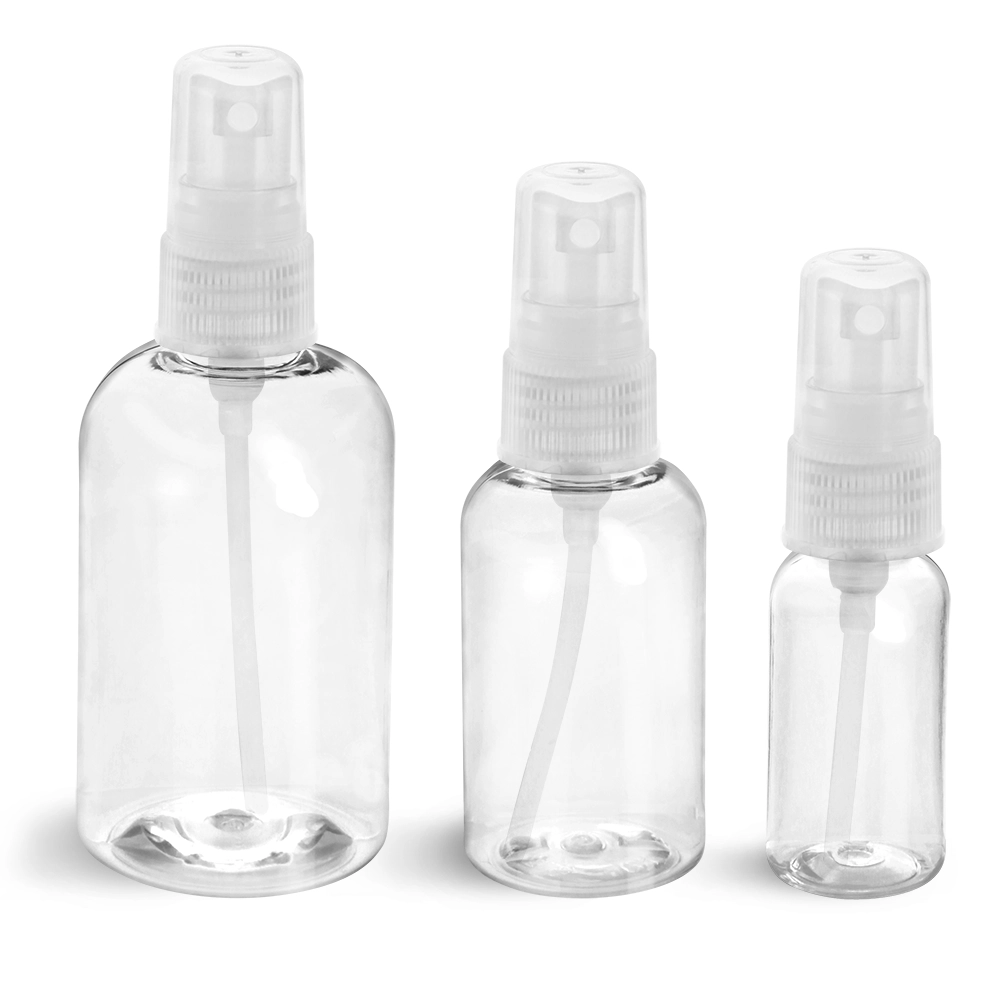 Clear PET Boston Round Bottles With Natural Treatment Pumps