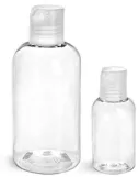PET Clear Boston Round Bottles w/ Natural Disc Top Caps