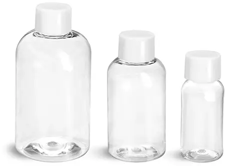 10 oz Clear PET Packer Bottles (White Screw Tops)