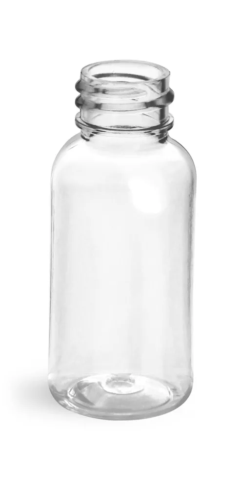 1 oz Clear PET Boston Round Bottles (Bulk), Caps NOT Included