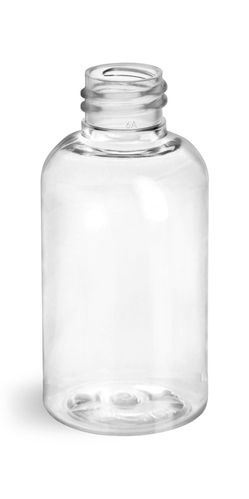 2 oz Clear PET Boston Round Bottles (Bulk), Caps NOT Included