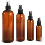 Amber PET Cosmo Rounds w/ Black Fine Mist Sprayers