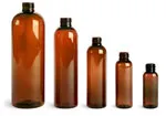 Amber PET Cosmo Round Bottles (Bulk), Caps NOT Included