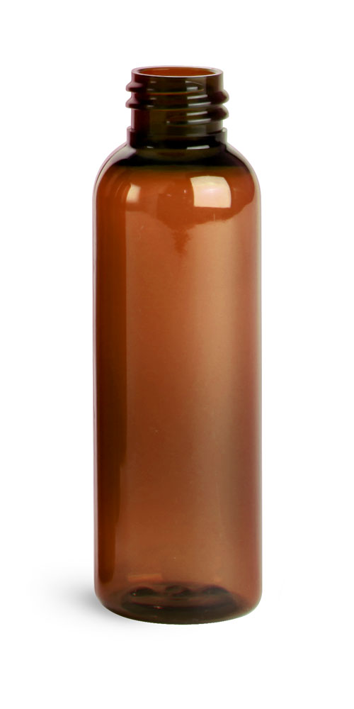 2 oz Amber PET Cosmo Rounds (Bulk), Caps NOT Included