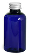 1 oz Blue PET Round Bottles w/ Lined Aluminum Caps