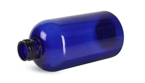 Blue PET Boston Round Bottles (Bulk), Caps NOT Included