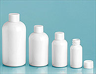 White Boston Round Bottles w/ White Ribbed Polypro Caps