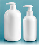 White PET Boston Rounds w/ 2 cc White Lotion Pumps