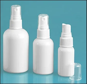 PET White Boston Round Bottles w/ White Fine Mist Sprayers