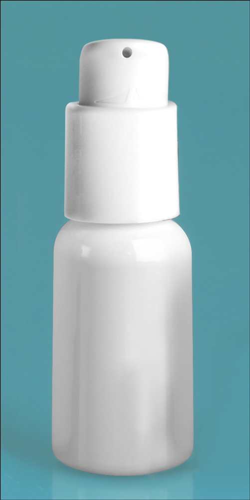 1 oz White PET Boston Rounds w/ White Treatment Pumps