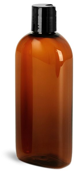 Amber PET Dundee Oval w/ Black Disc Top Cap