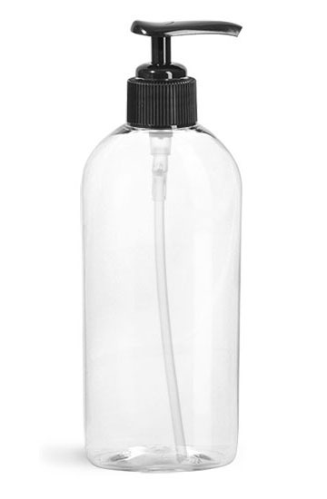 Clear PET Dundee Oval Bottles w/ Lotion Pumps