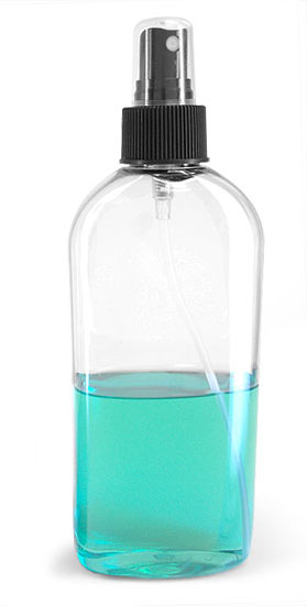 Clear PET Dundee Oval Bottles w/ Fine Mist Sprayers
