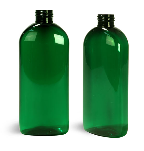 Plastic Bottles, Green PET Dundee Oval Bottles (Bulk) Caps NOT Included
