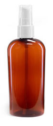 Amber PET Cosmo Oval Bottlesw/ White Pumps