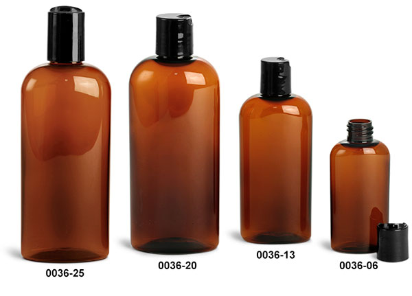 Download SKS Bottle & Packaging - Plastic Bottles, Amber PET Cosmo Ovals w/ Black Disc Top Caps