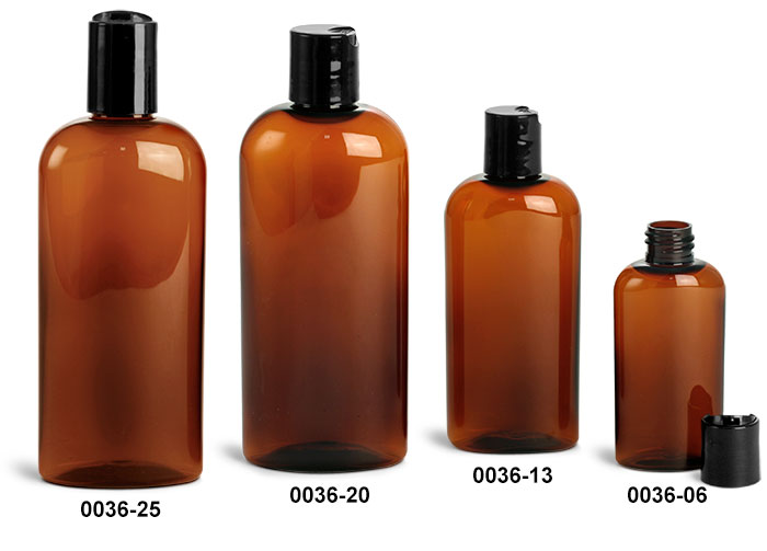 Download SKS Bottle & Packaging - Plastic Bottles, Amber PET Cosmo Ovals w/ Black Disc Top Caps