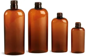 Amber PET Cosmo Oval Bottles(Bulk), Caps NOT Included