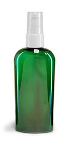 Green PET Cosmo Oval Bottles w/ White Pumps
