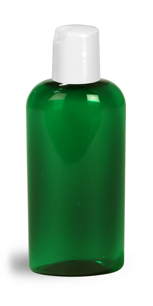 2 oz Green PET Oval w/ White Disc Top Cap