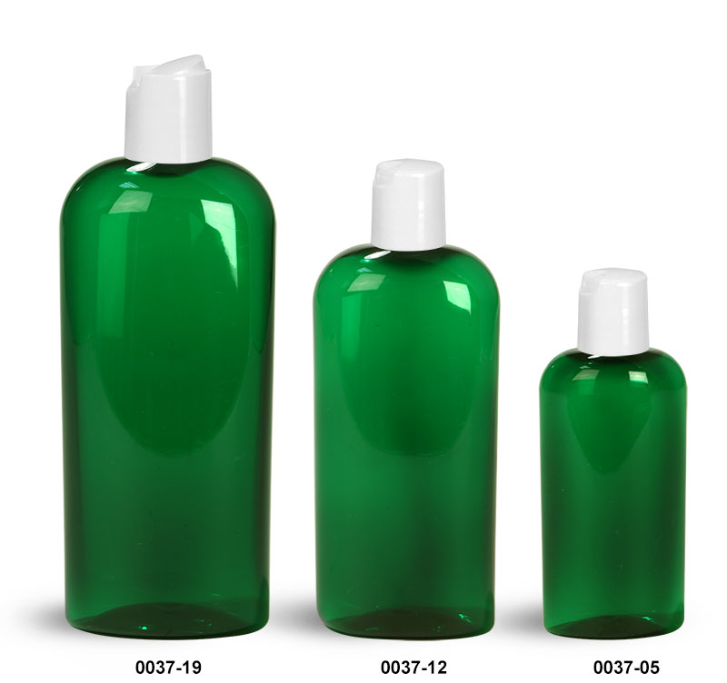 SKS Bottle & Packaging - Plastic Bottles, Green PET Cosmo Oval Bottles