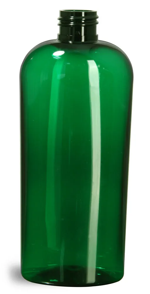 8 oz Green PET Cosmo Oval Bottles (Bulk), Caps NOT Included
