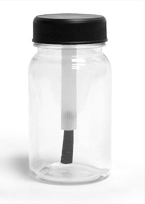Clear PET Wide Mouth Round Bottles w/ Black Brush Caps