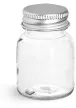 PET Clear Wide Mouth Round Bottles w/ Silver Aluminum Lined Caps